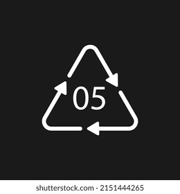 Plastic recycle symbol PP 5 vector icon.