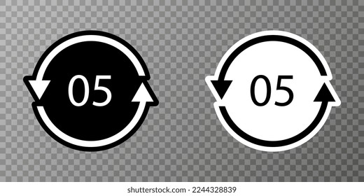 Plastic recycle symbol PP 5 vector icon.