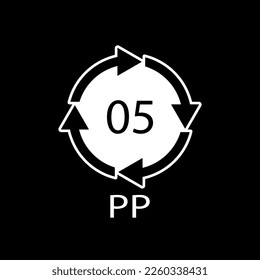 Plastic recycle symbol PP 5 vector icon.