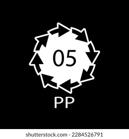 Plastic recycle symbol PP 5 vector icon.