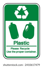 Signo de símbolo de reciclado de plástico ,Ilustración vectorial, aislamiento en la etiqueta de fondo blanco .EPS10