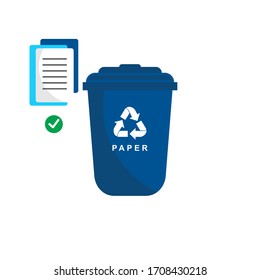 Basura de reciclaje de plástico. La barra puede icono en plano. Reciclaje de desechos. Protección ambiental.Basura para papel. Ilustración vectorial.