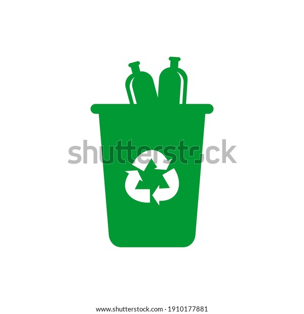 Plastic recycle trash can. Trash can icon\
in flat. Waste recycling. Environmental protection. Iron and metal\
products. Vector\
illustration.