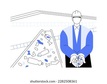 Plastic recycling abstract concept vector illustration. Plant worker controls process of plastic recycling, ecology environment, waste and rubbish management, planet saving abstract metaphor.