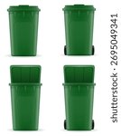 plastic recycling bin trash bucket container vector illustration isolated object icons