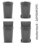 plastic recycling bin trash bucket container vector illustration isolated object icons