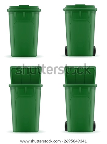 plastic recycling bin trash bucket container vector illustration isolated object icons