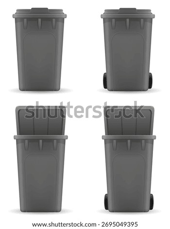 plastic recycling bin trash bucket container vector illustration isolated object icons