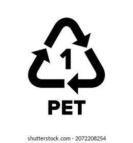 Plastic recycling code applied to packaging (PET, PETE). Vector sign.