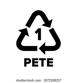 Plastic recycling code applied to packaging (PET, PETE). Vector sign.