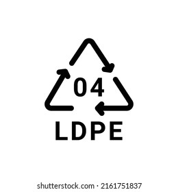 Icono de línea LDPE 04 del código de reciclado de plástico. Código de consumo. Trazo editable.