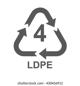 Plastic recycling code LDPE 4 . Gray. Vector illustration 