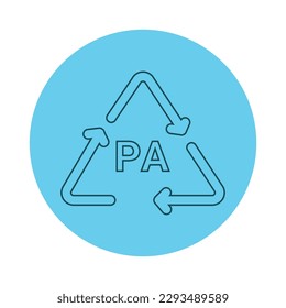 Plastic recycling code PA line icon. Consumption code resin, polyamide. Editable stroke.