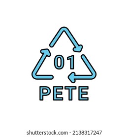 Plastic recycling code PETE line icon. Consumption code. Editable stroke.