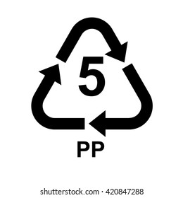 Plastic recycling code PP 5 . Vector illustration 