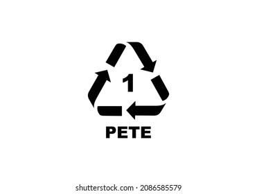 Plastic recycling code symbol. PETE recycling symbol for plastic, simple flat icon vector