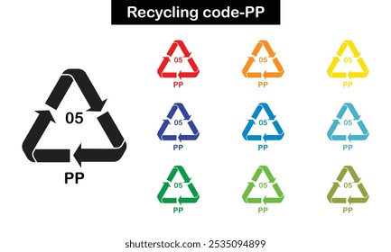 plastic recycling code-pp vector on white background.