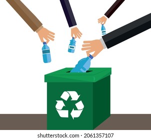 Plastic recycling concept. Flat design modern vector illustration concept
