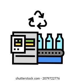 plastic recycling conveyor color icon vector. plastic recycling conveyor sign. isolated symbol illustration