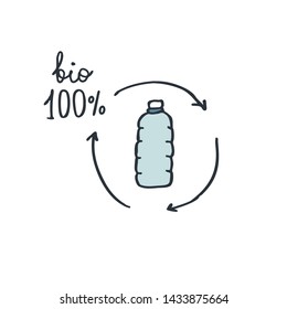 plastic recycling doodle icon, vector illustration