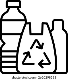 Vektorgrafik mit Symbollinien für das Recycling von Kunststoffen