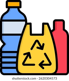 Plastic Recycling Icon Lineal Color Vector Illustration
