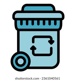 Plastic recycling icon outline vector. Chemical waste. Reuse pack color flat