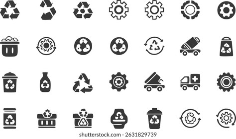 plastic recycling line icon set vector pictograms.eps

