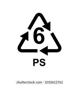 Plastic recycling symbol 6 PS