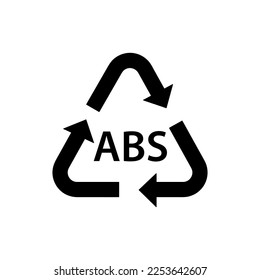 plastic recycling symbol ABS, plastic recycling code ABS, RIC, acrylonitrile butadiene styrene, black fill vector icon