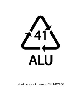 Plastic recycling symbol ALU 41 vector icon.