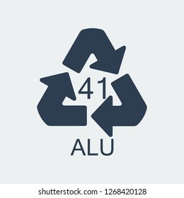 Plastic recycling symbol ALU 41,Wrapping Plastic, Label. Packing Sign for Food.Vector Design
