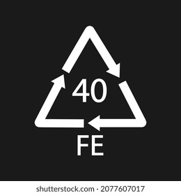 Plastic recycling symbol FE 40, Wrapping Plastic. Black Vector Illustration