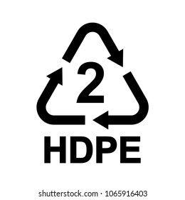 Plastic recycling symbol HDPE 2, Resin identification code High-density polyethylene, vector illustration