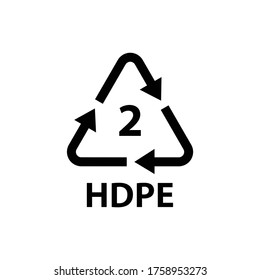 Plastic recycling symbol HDPE 2 , Plastic code , vector illustration High-density polyethylene