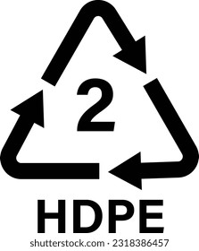 plastic recycling symbol HDPE 2 vector illustration .  plastic recycling code HDPE 2