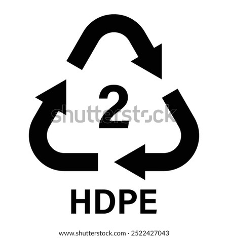 Plastic recycling symbol HDPE 2 vector icon. Plastic recycling code HDPE 2. High-density polyethylene. Identifying and promoting sustainable recycling practices.