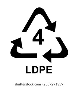 Plastic recycling symbol or plastic identification codes or. Number 4 LDPE.