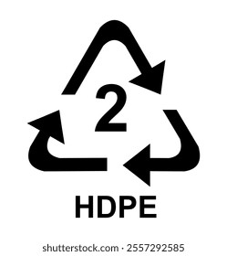 Plastic recycling symbol or plastic identification codes or. Number 2 HDPE.