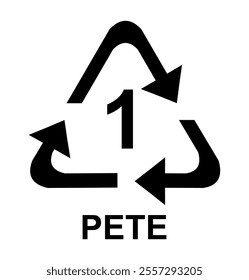 Plastic recycling symbol or plastic identification codes or. Number 1 PETE.