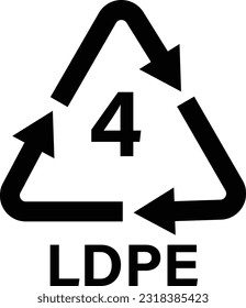 Plastic recycling symbol LDPE 4 vector illustration . Plastic recycling code LDPE 4