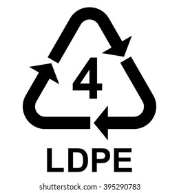 Plastic recycling symbol LDPE 4 , Plastic recycling code LDPE 4 , vector illustration