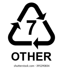 Plastic recycling symbol OTHER 7 , Plastic recycling code OTHER 7 , vector illustration