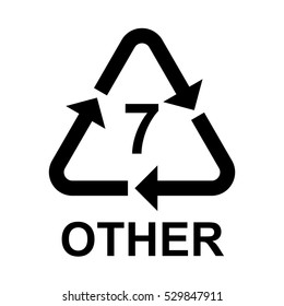 Plastic recycling symbol OTHER 7 , Plastic recycling code OTHER 7 , vector illustration.