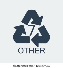 Plastic recycling symbol OTHER 7,Wrapping Plastic, Label. Packing Sign for Food.Vector Design
