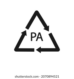 Plastic recycling symbol PA polyamide, vector illustration