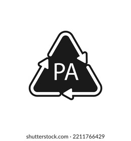 Plastic recycling symbol PA polyamide, vector illustration