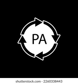 Plastic recycling symbol PA polyamide, vector illustration