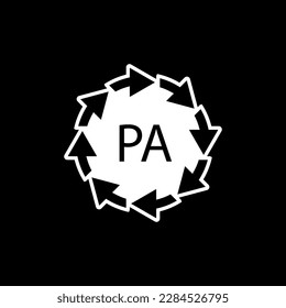 Plastikrecyclingsymbol PA Polyamid, Vektorgrafik