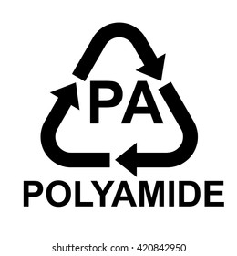 Plastic recycling symbol PA  . Vector illustration 